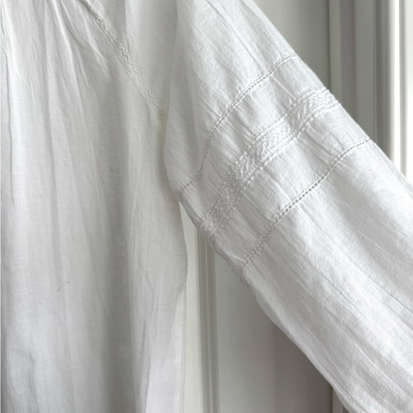 New H&M White Cotton Boho Tunic Top Beach Coverup Boho V-Neck Peasant Blouse XS - Picture 9 of 9